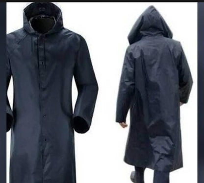 Premium Waterproof Long Raincoat with Adjustable Hood Unisex Outdoor Protection (Random