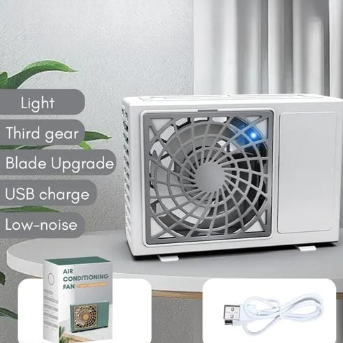 Portable Rechargeable Air Conditioning Fan Compact Mini Cooler with 3 Speed