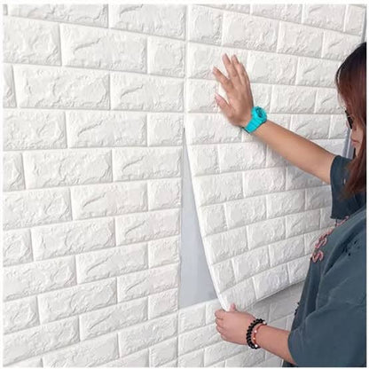 3d Wall Sticker White Brick Sheet | Bedroom Home Decor Waterproof Self