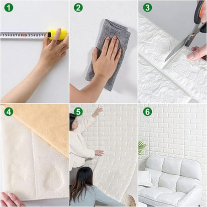 3d Wall Sticker White Brick Sheet | Bedroom Home Decor Waterproof Self