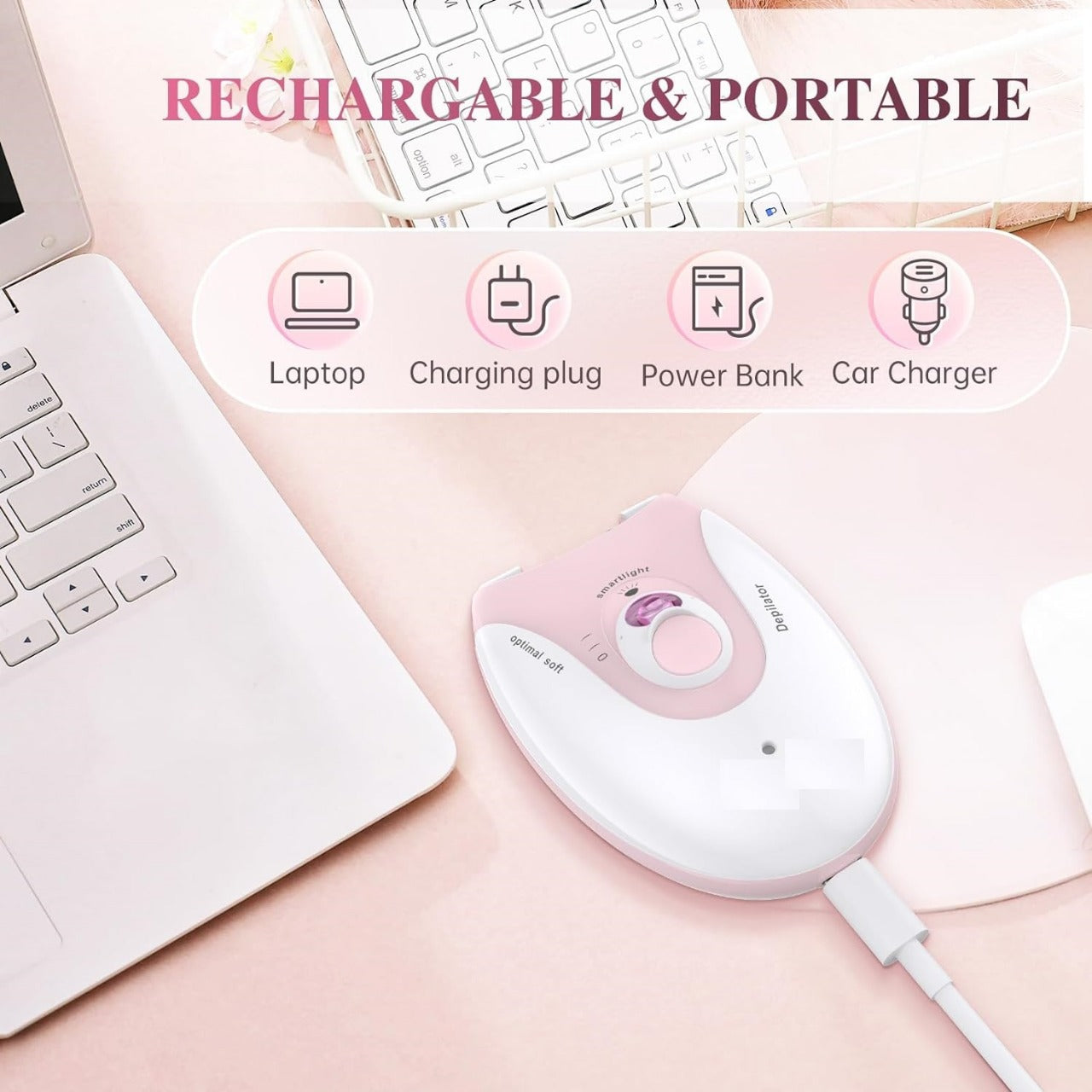 Daling DL-6032 Cordless Ladies Epilator with 2-Speed Adjustment, Painless Hair Removal, Rechargeable,