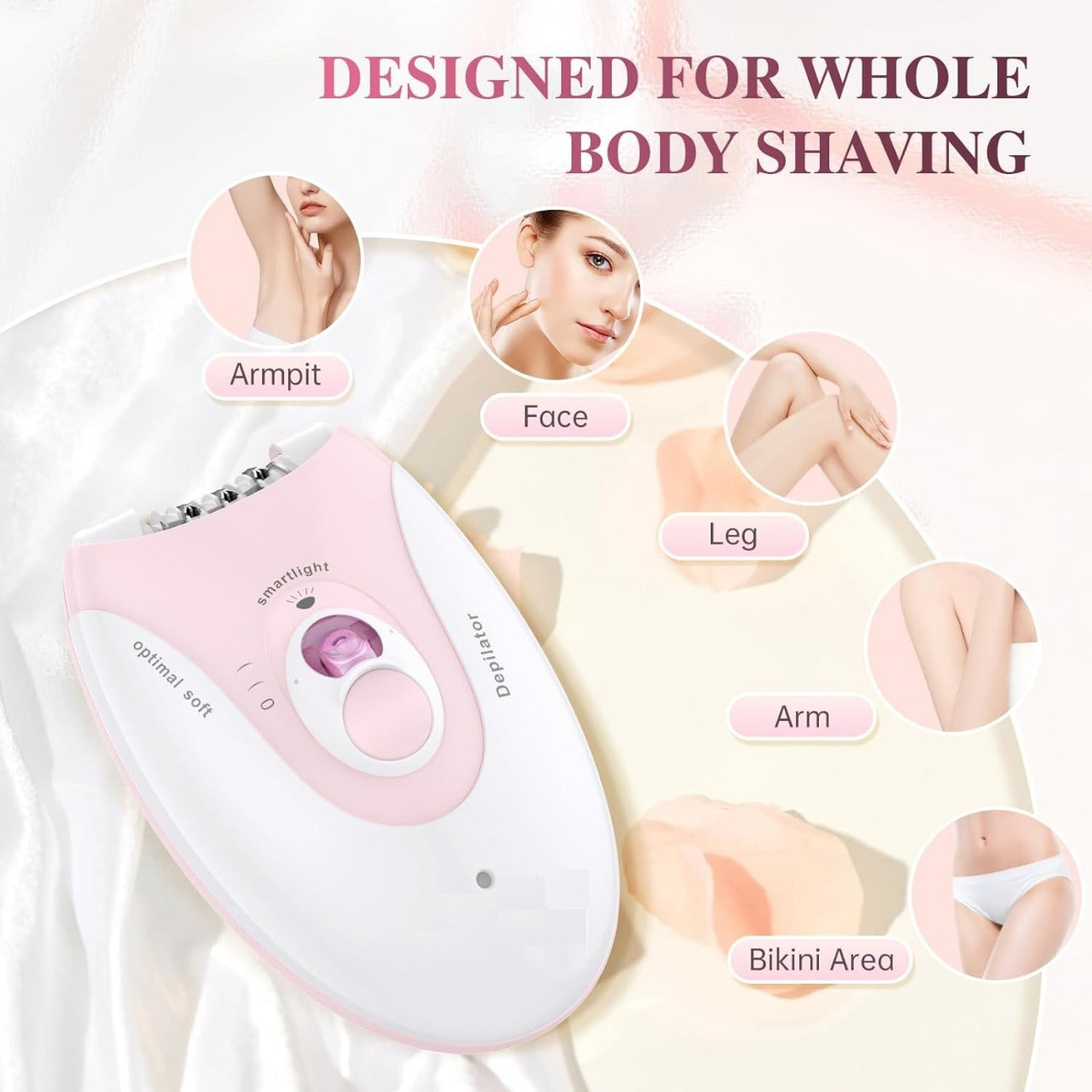 Daling DL-6032 Cordless Ladies Epilator with 2-Speed Adjustment, Painless Hair Removal, Rechargeable,
