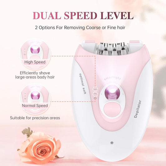 Daling DL-6032 Cordless Ladies Epilator with 2-Speed Adjustment, Painless Hair Removal, Rechargeable,
