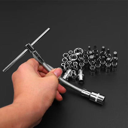 46-Piece Professional Socket Wrench Tool Set with Ratchet Handle, Sockets, Screwdriver Bits
