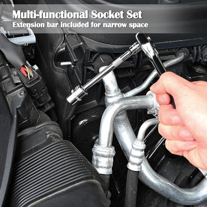 46-Piece Professional Socket Wrench Tool Set with Ratchet Handle, Sockets, Screwdriver Bits