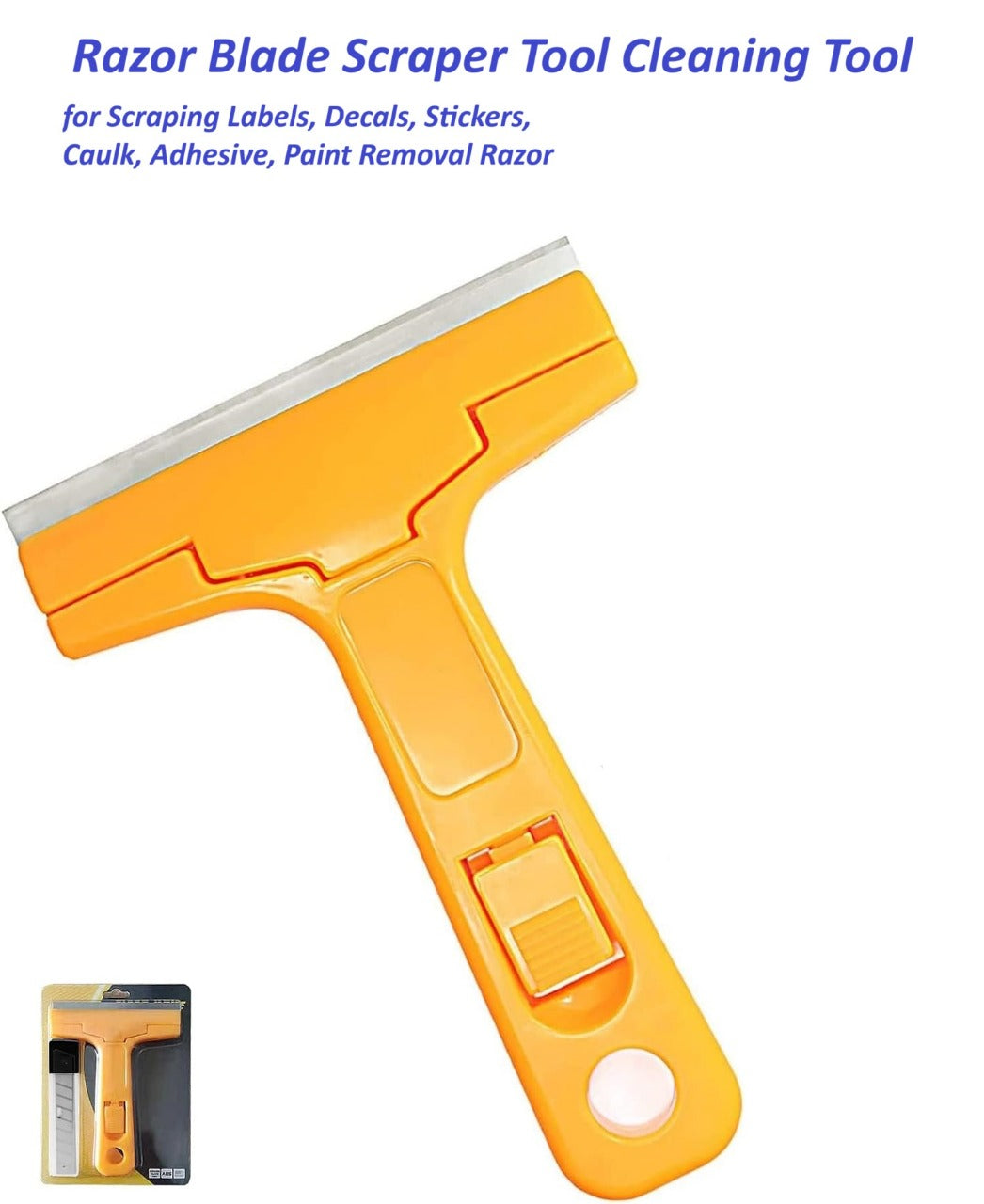 Heavy-Duty Razor Blade Scraper Tool for Removing Labels, Stickers, Caulk, Adhesive &amp;