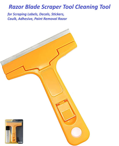 Heavy-Duty Razor Blade Scraper Tool for Removing Labels, Stickers, Caulk, Adhesive &amp;