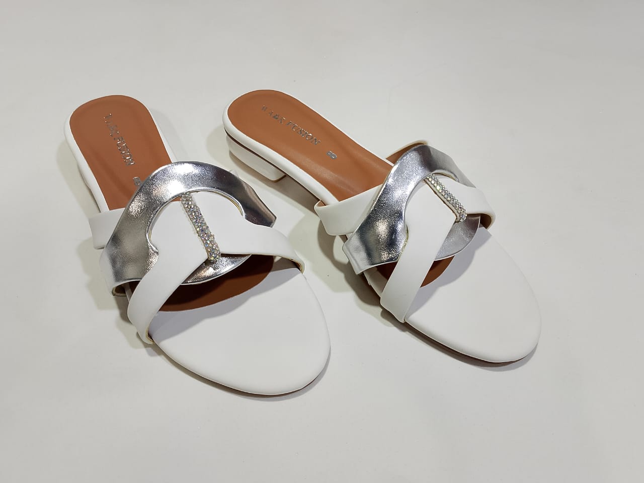 White &amp; Silver Premium Slippers Elegant Design, Comfy Feel &amp; Stylish