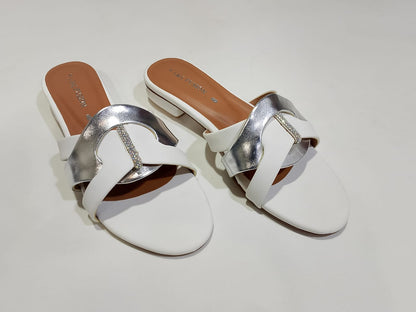 White &amp; Silver Premium Slippers Elegant Design, Comfy Feel &amp; Stylish
