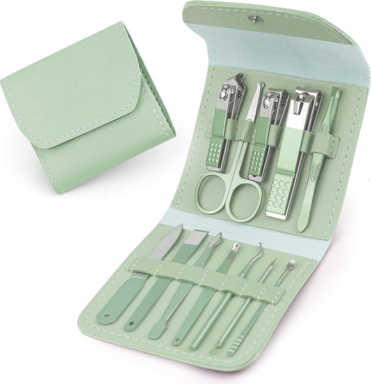 Brandomatic Manicure Kit, 16-in-1, Nail Clippers, Cuticle Scissors, Nail Files, Nail Polish