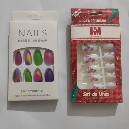 Artificial Press-On Nails Combo Set Vibrant Colors &amp; Trendy Designs |