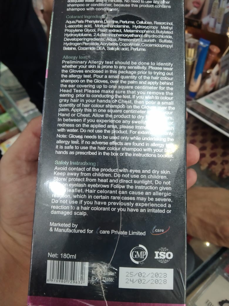 5-in-1 Hair Colour Shampoo Brown Natural Ammonia-Free Hair Dye for Hair,