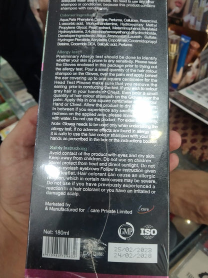 5-in-1 Hair Colour Shampoo Brown Natural Ammonia-Free Hair Dye for Hair,
