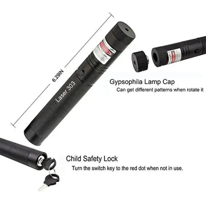 High-Power 303 Green Laser Pointer with Adjustable Focus Rechargeable 3.7V Battery, - CheckNpays