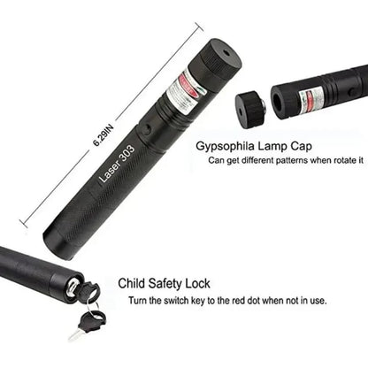 High-Power 303 Green Laser Pointer with Adjustable Focus Rechargeable 3.7V Battery, - CheckNpays