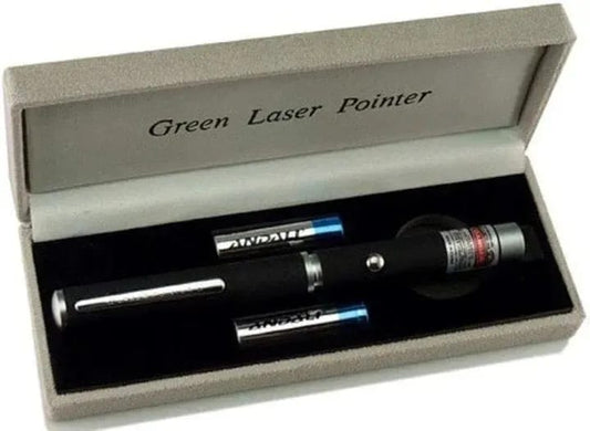 Green Multipurpose Laser Pointer Pen with Adjustable Antenna Cap for Pattern Projection
