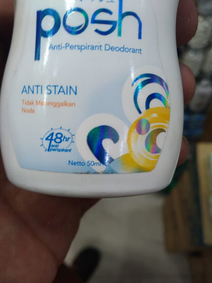 Posh Anti-Stain Roll-On Deodorant 48HR Sweat &amp; Odor Protection, Anti-Perspirant for