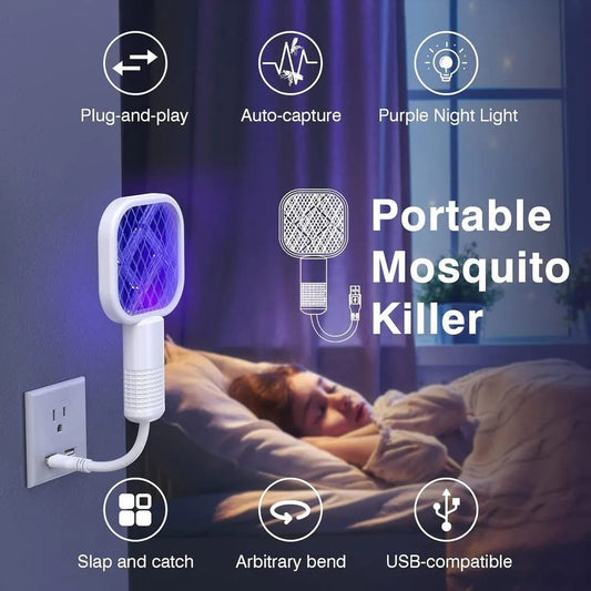 Mini USB Rechargeable Mosquito Racket with UV Light Portable Electric Bug