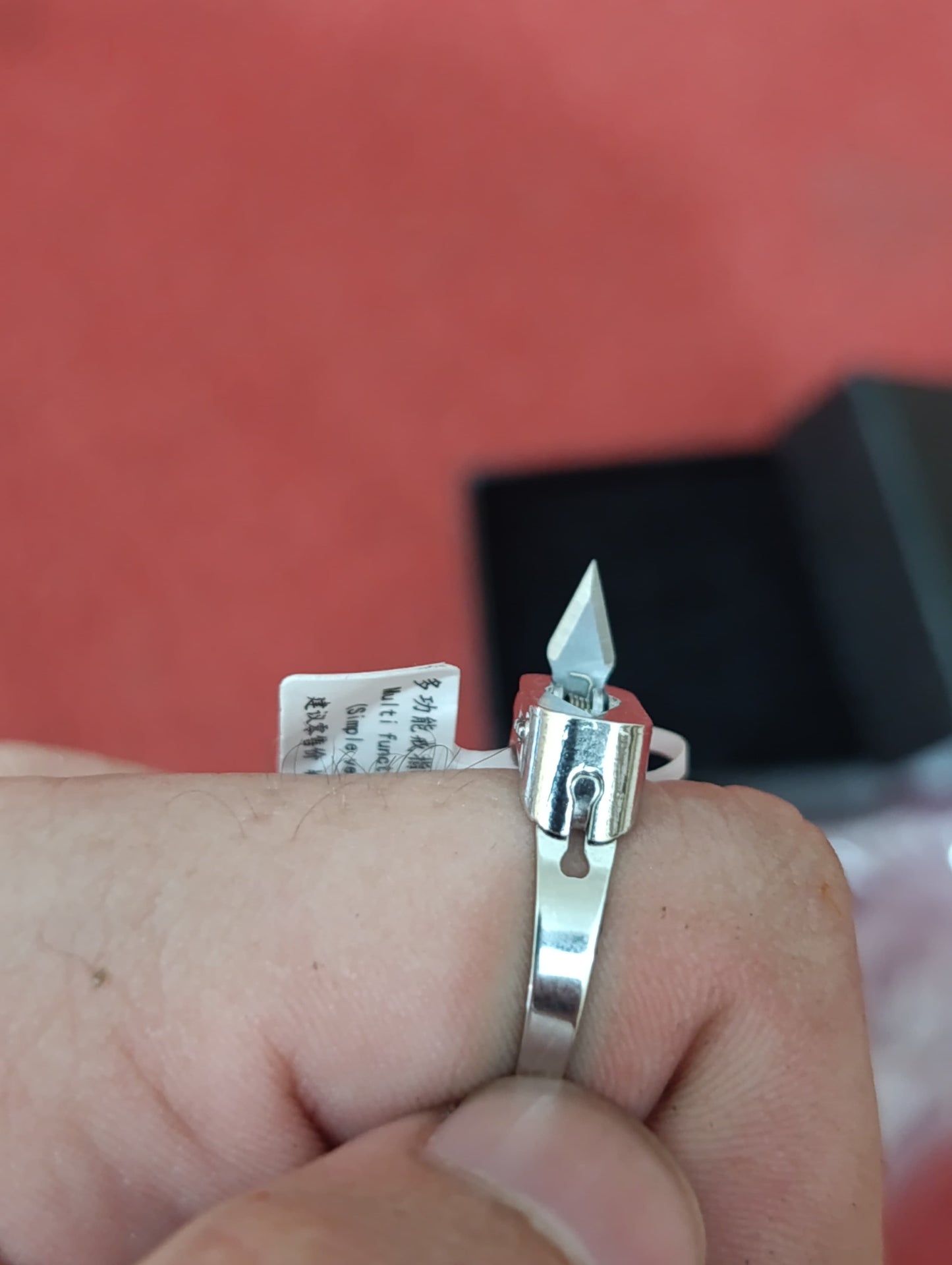 Stainless Steel Self-Defense Ring with Hidden Blade Adjustable Mini Knife Ring