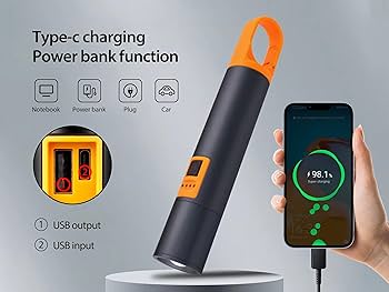 L-S18 Glare Rechargeable Type-C LED Flashlight With Power Bank USB Input/Output,