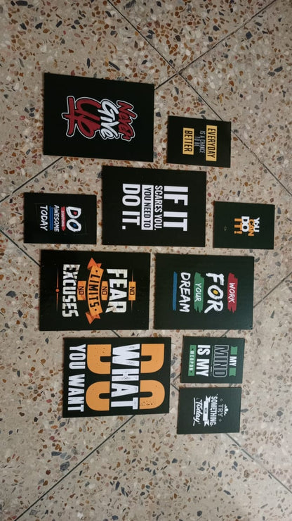 Modern 10-Piece Yellow &amp; Black Motivational Wall Art Set wooden sticky phototile