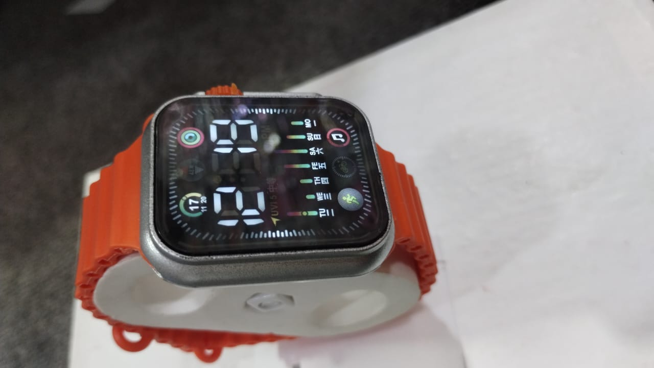 Salicon Digital Display Strap Watch Available in Orange &amp; Gray Stylish