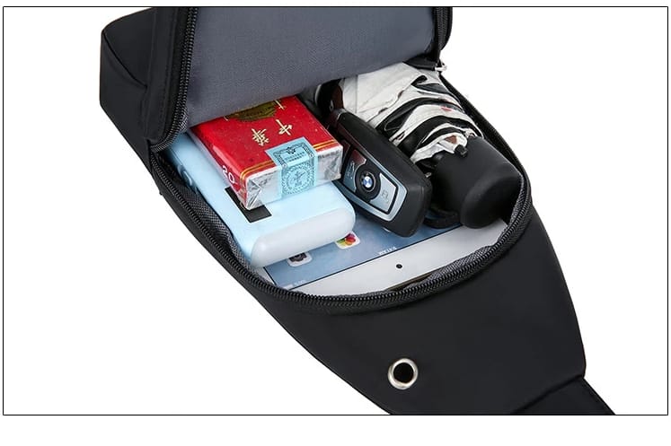 Minimalist Black Crossbody Sling Bag Lightweight &amp; Stylish Travel Chest Pack
