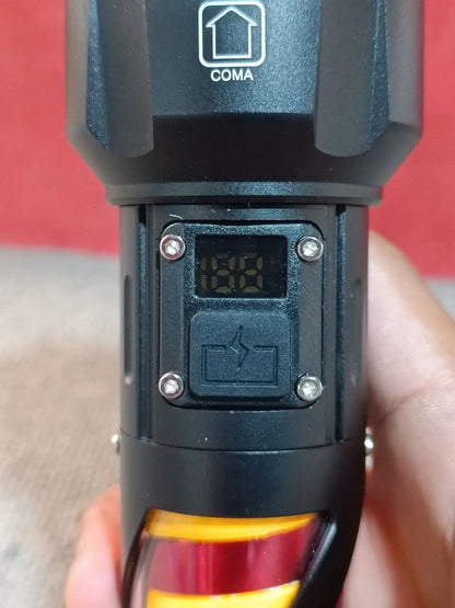 Long Range LED Rechargeable Flashlight 26650 Battery, Power Bank Function, Battery