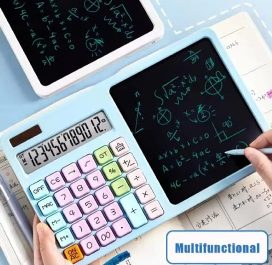2-in-1 Calculator with LCD Writing Tablet Dual-Function Office &amp; School Gadget