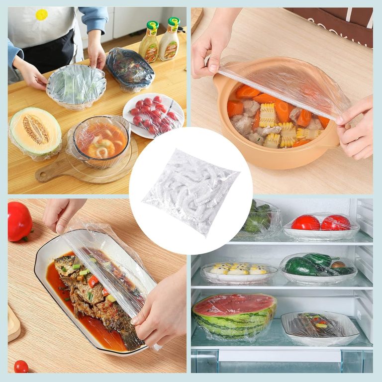 100pcs Stretchable Plastic Food Covers Disposable Transparent Wrap for Bowls, Plates,