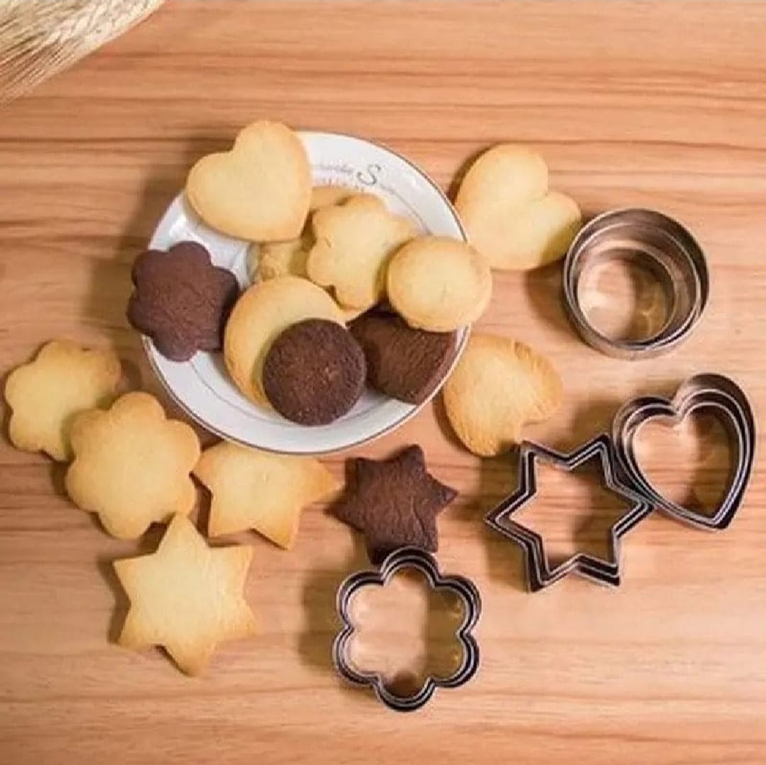 12-Piece Stainless Steel Cookie Cutter Set 4 Assorted Shapes for Baking, - CheckNpays