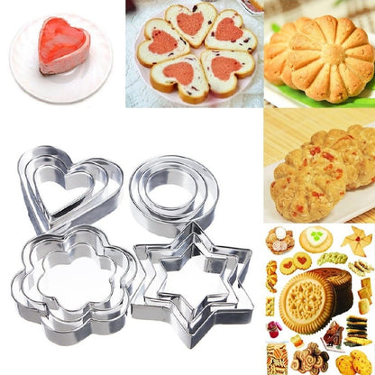 12-Piece Stainless Steel Cookie Cutter Set 4 Assorted Shapes for Baking, - CheckNpays
