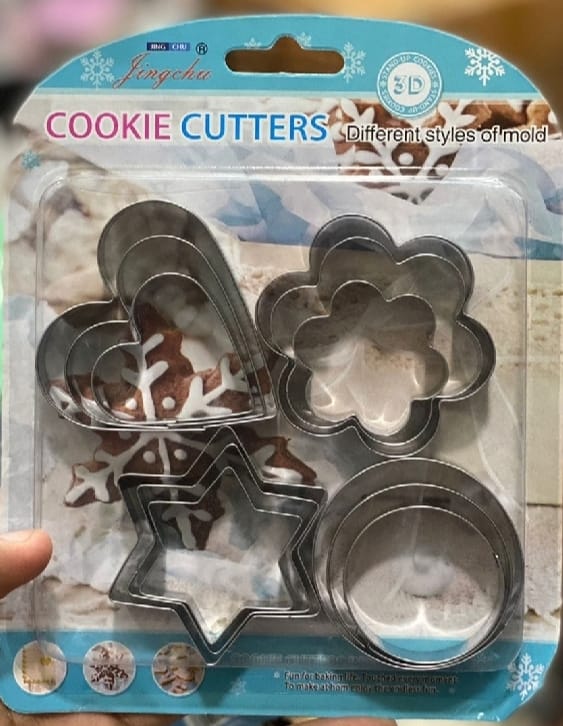 12-Piece Stainless Steel Cookie Cutter Set 4 Assorted Shapes for Baking, - CheckNpays