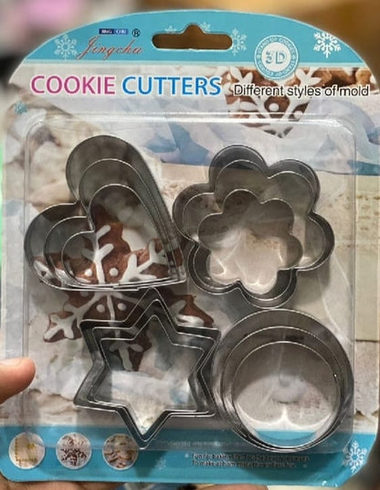 12-Piece Stainless Steel Cookie Cutter Set 4 Assorted Shapes for Baking, - CheckNpays