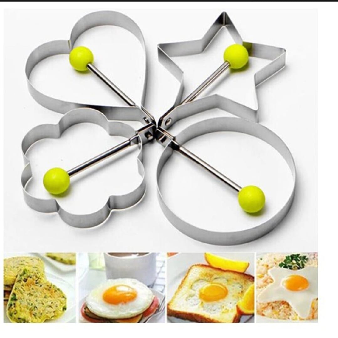 4PCs Stainless Steel Egg Ring Mold Set Fun Shaped Fried Egg