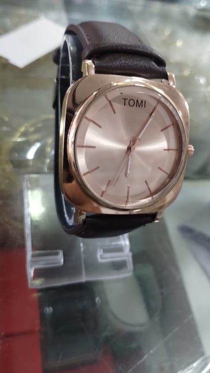 TOMI Original Leather Strap Watch Waterproof | Box Included | Elegant - CheckNpays