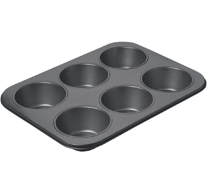 6-Cup Muffin Pan Non-Stick Carbon Steel Cupcake Baking Tray | Heavy - CheckNpays