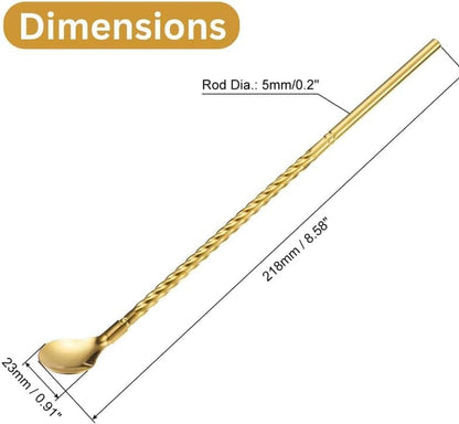 6-Piece Reusable Stainless Steel Straw Spoons with Cleaning Brush Eco-Friendly - CheckNpays