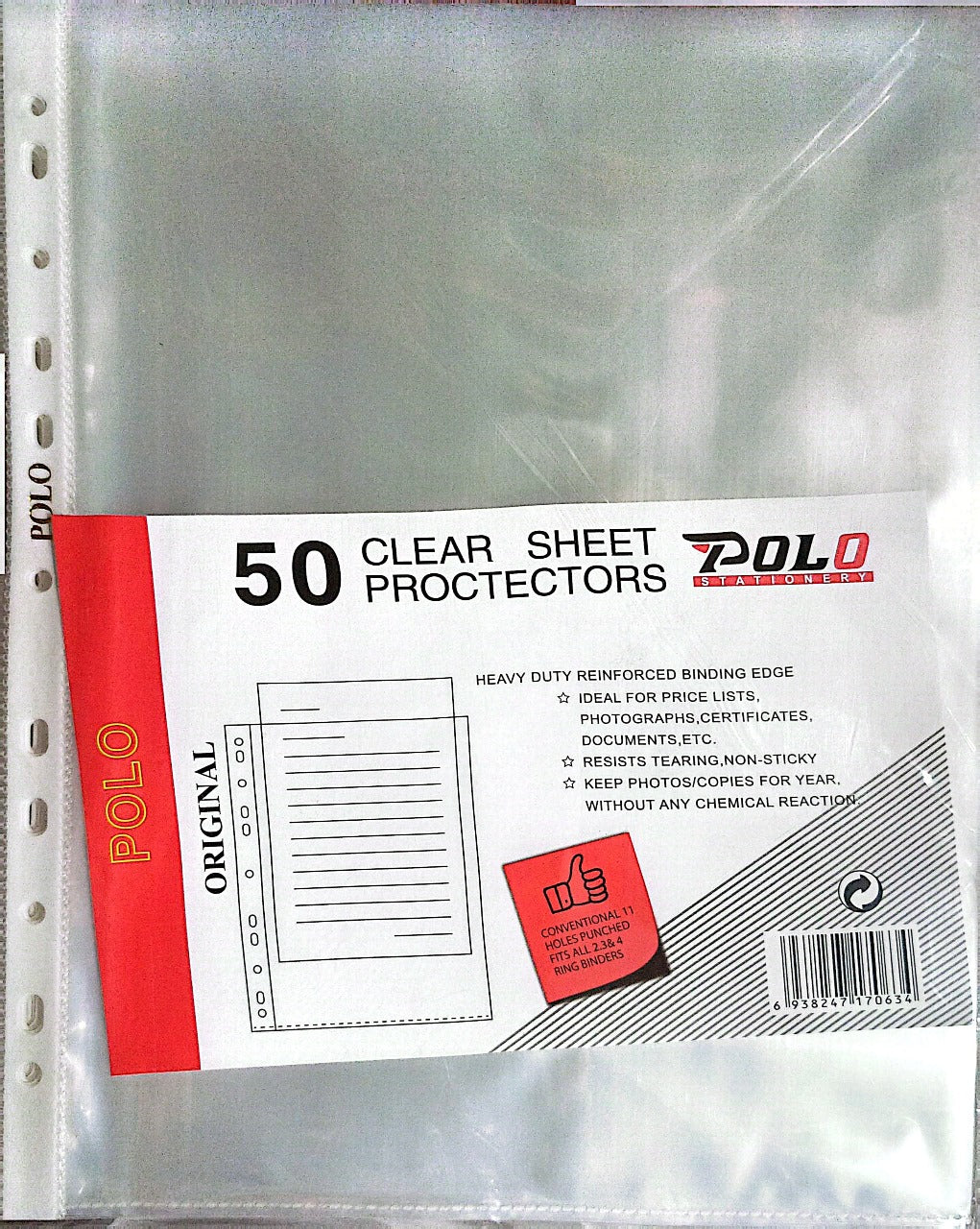 POLO Clear Sheet Protectors 50 Pack A4 Size, Heavy Duty, Reinforced - CheckNpays