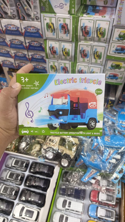 Musical Electric Tricycle Rickshaw Toy for Kids Battery Operated with Front