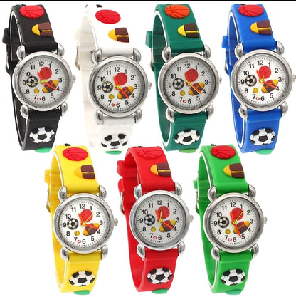 High Quality Cute Football Cartoon Children Watch Girls Rubber Kids Watches Boys
