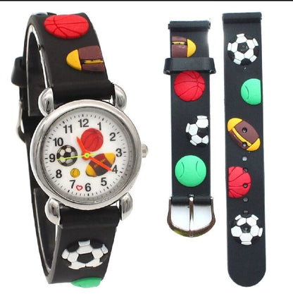 High Quality Cute Football Cartoon Children Watch Girls Rubber Kids Watches Boys