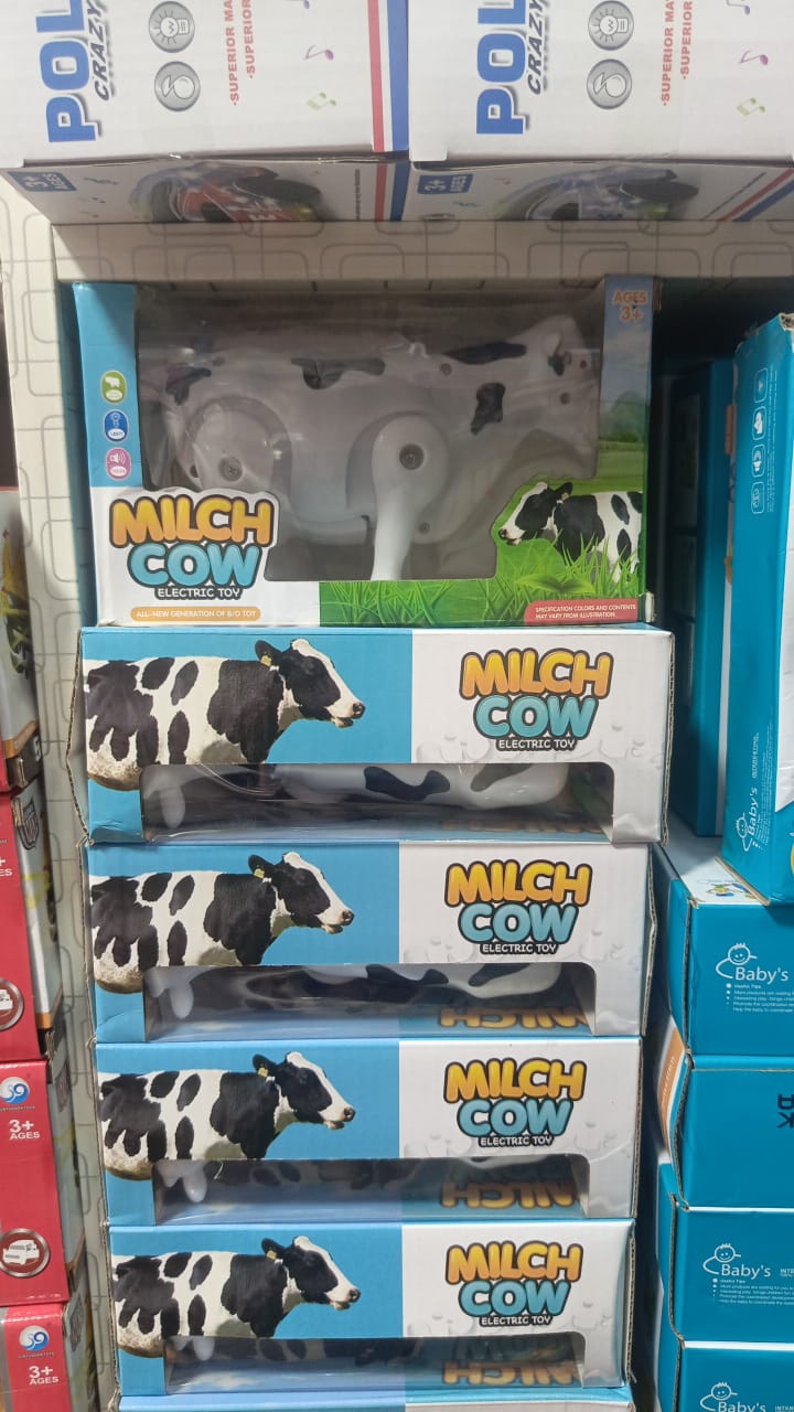Funny Walking Musical Milch Cow Toy for Kids Black &amp; White
