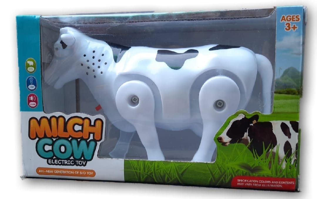 Funny Walking Musical Milch Cow Toy for Kids Black &amp; White