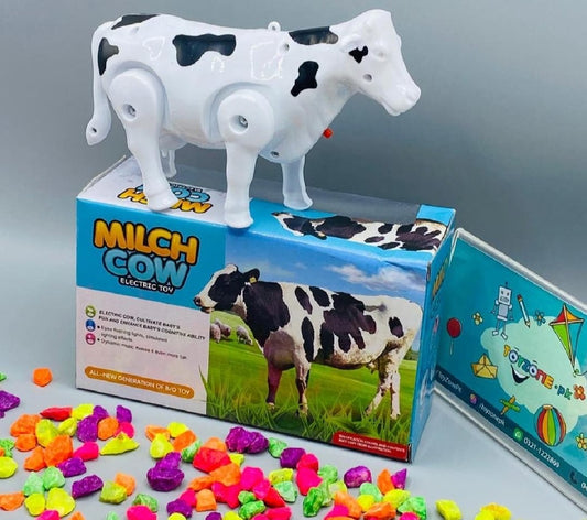 Funny Walking Musical Milch Cow Toy for Kids Black &amp; White
