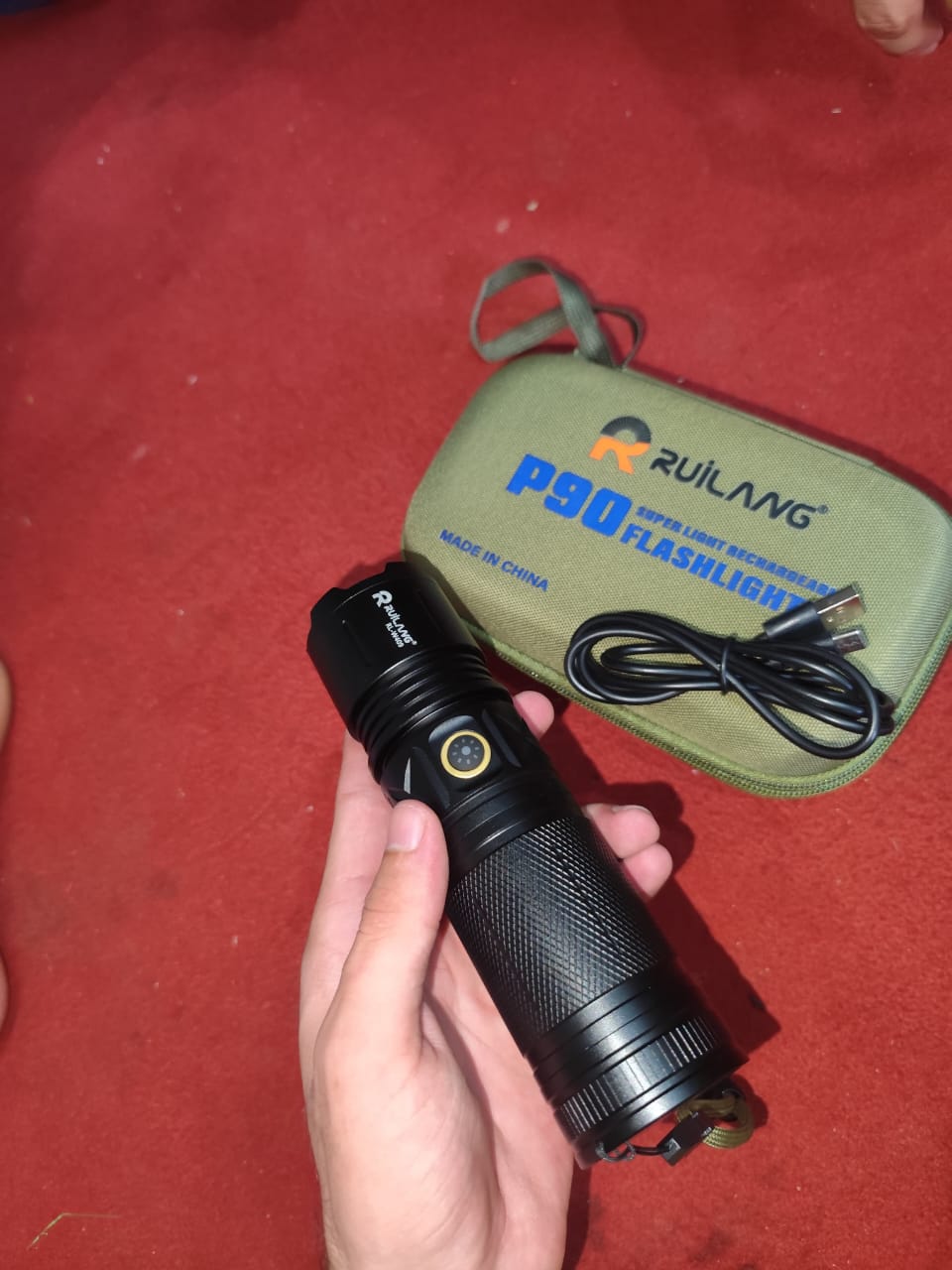 Ruilang P90 High Power Rechargeable LED Flashlight Ultra Bright Torch with