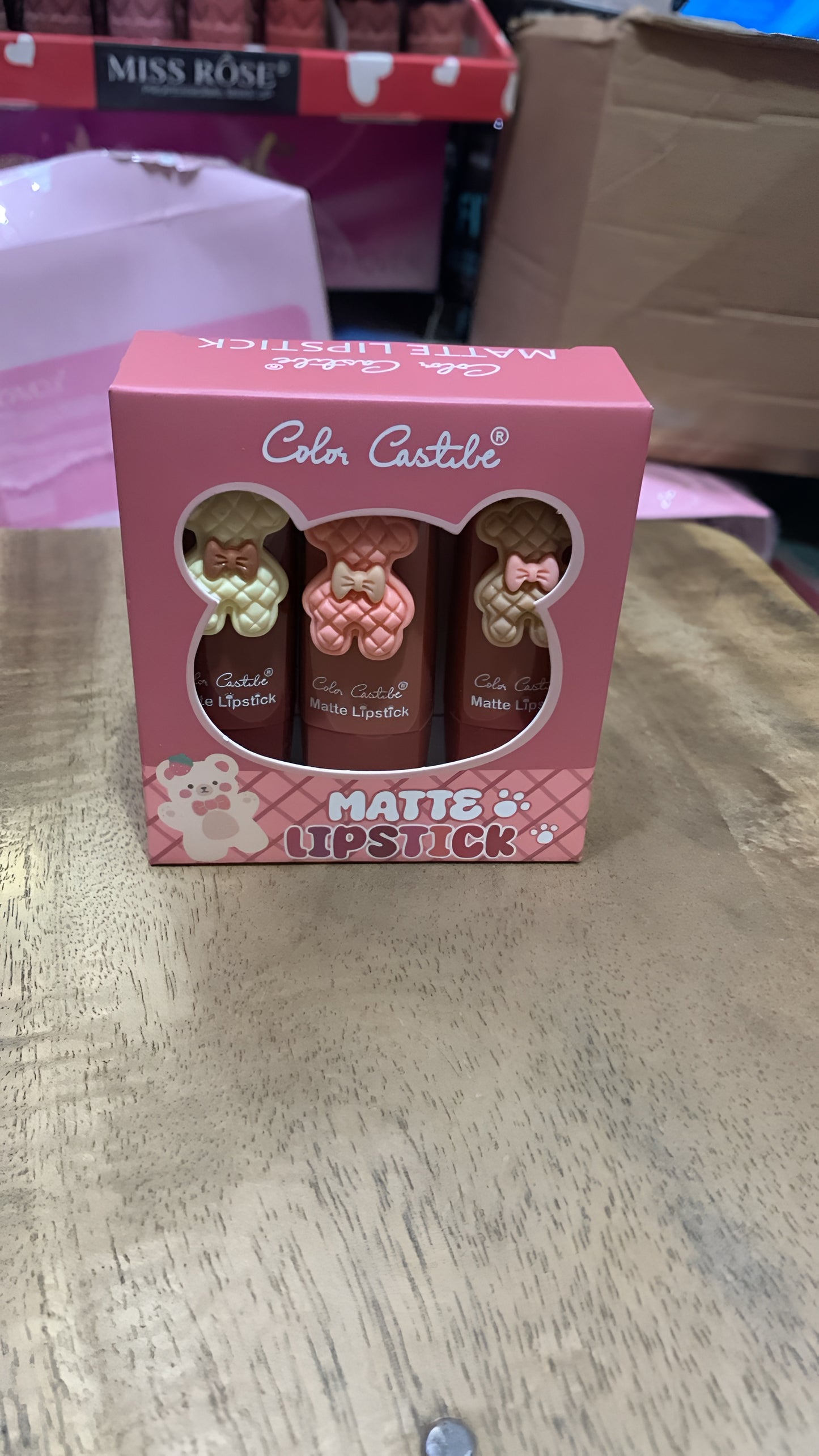 Color Castile Pack of 3 Bear Shape Matte Lipsticks Long-Lasting, Bold - CheckNpays