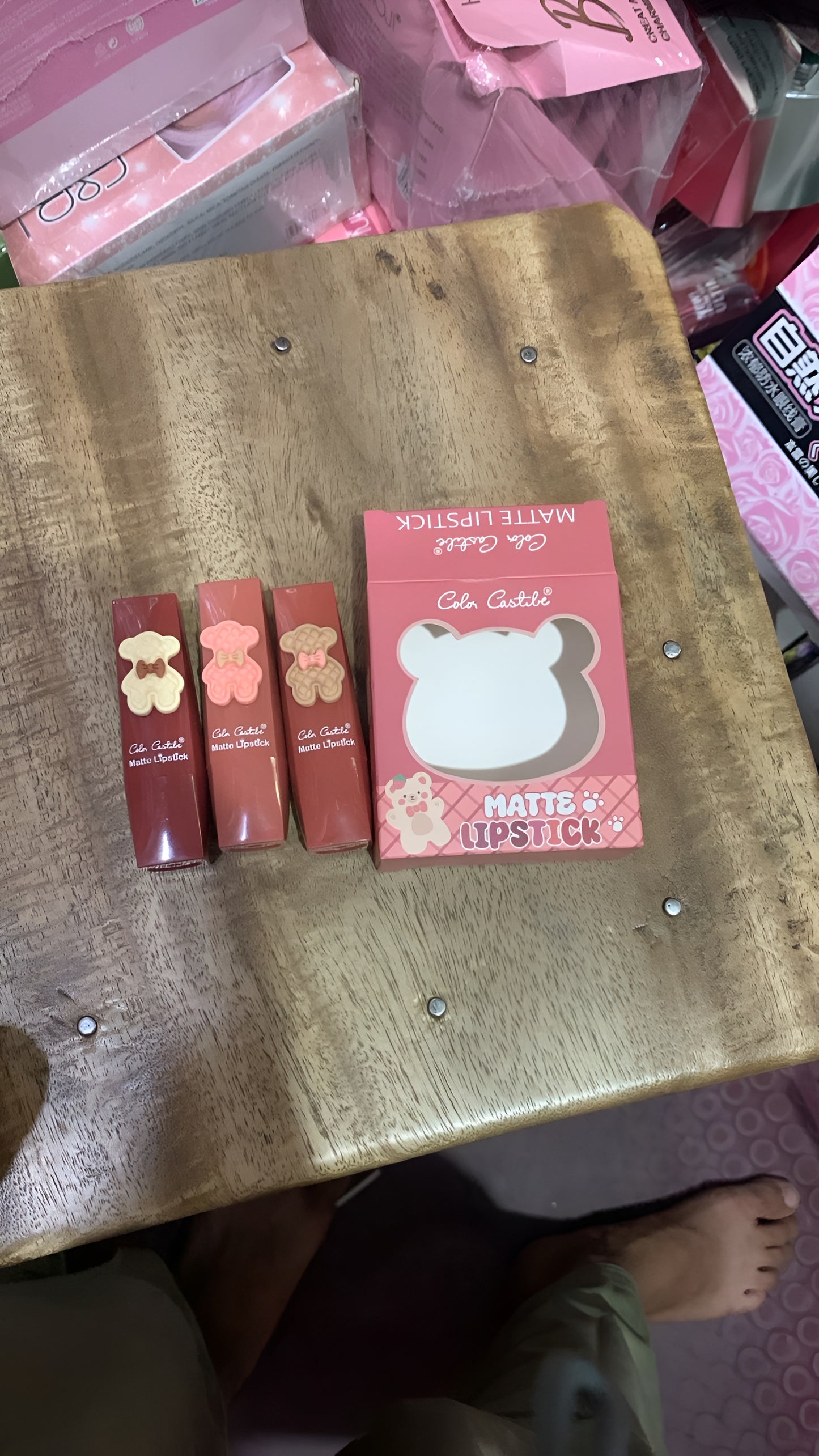 Color Castile Pack of 3 Bear Shape Matte Lipsticks Long-Lasting, Bold - CheckNpays