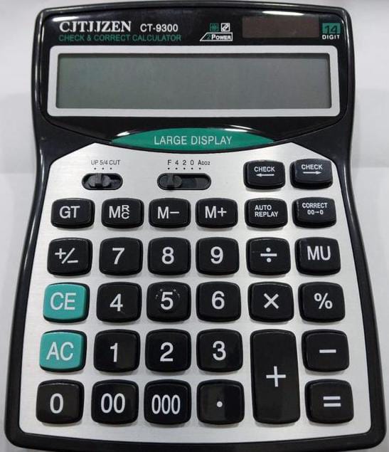 Cjtjjzen CT 9300 14-Digit Desktop Calculator Large Display, Dual Power, Tax - CheckNpays