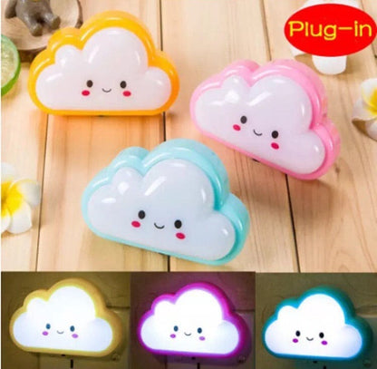 Smiley Cloud Plug-In LED Night Light Soft Warm Glow Baby Lamp,